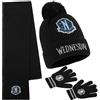 Wednesday Berretto Bambina Set, 3Pz Accessori Invernali, 6-14 Anni, Cappello Sciarpa Guanti per Viaggi Scuola, Regalo Ragazza