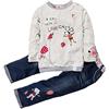 Zhuannian Set di felpa a maniche lunghe e jeans da bambina Grey 5 Anni