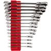 TEKTON Flex Head 12-Point Ratcheting Combination Wrench Set with Modular Slotted Organizer, 14-Piece (6-19 mm) | WRC95302