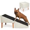 Velora Home&Living VELORA H&L Rampa per Cani Crema - 2 in 1 Pouf e Rampa, Scaletta Pieghevole per Divano, Struttura in Legno Robusta, Rivestimento in Velluto, Superficie Antiscivolo per Cani e Gatti