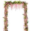 Lvydec Ghirlanda di fiori artificiali di glicine, 4 pezzi, totale 8,8 metri, glicine artificiale in seta, fiori da appendere per casa, giardino, cerimonia, arco nuziale, decorazione floreale, rosa