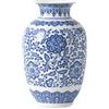KuJaRen Vaso decorativo blu e bianco, vaso decorativo in ceramica cineserie per casa, ufficio, vaso di fiori Pocelain, vaso lucido per tavolo, soggiorno, libreria, camino, centrotavola, 22,9 cm
