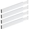 Relaxdays Divisori da Cassetto, Set da 4 Separatori da Cucina, Organizer Lunghezza Regolabile 46-56 cm, Bianco, bambù