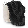 Adyrescia Coperta a maglia grossa, 100% lavorata a mano con filato di ciniglia jumbo (127 x 152 cm, nero corvo)