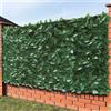 BAKAJI Siepe Artificiale Sintetica, Rotolo Rete Frangivista Frangivento Ornamentale con Foglie Edera Finta Anticaduta per Ringhiera, Terrazzo, Balcone, Giardino, Esterno, Verde Scuro (1 x 3 Metri)