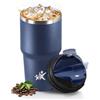 Mulbijeo Termos Caffè 600 ml, Tazza termica Riutilizzabili Prova di Perdite, Bicchiere Termico, Acciaio Inox 304, Travel Mug per Caffè Caldo e Freddo, Blu scuro