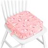 wooshwa Rialzo Cuscino Sedia Bambini Seggiolino da Tavolo - Unicorno Nuvole | Seggiolino da Tavolo per Bambini Portatile Smontabile con 2 Regolabile Cinghie e Base Antiscivolo per Pasto, 32x32x10 cm