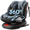 Veitoalioy Seggiolino auto per Bambini con Rotazione 360°, Base del con isofix, Cuscino testa regolabile, Altezza e inclinazione regolabili, Rivolto in e posteriore seggiolino (Grey)