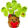 KIAYOO Regalo Quadrifoglio, Decorazioni da Scrivania per Casa e Ufficio, Pocket Hug Positive Fiori all'Uncinetto Regalo per Lui Lei Uomini Donne Amici Fidanzato Compleanno Natale San Valentino