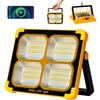 Nulmvic Faro Led Ricaricabile 100W, 10000LM Faretto a Batteria con Pannello Solare, 12000mAh Ricarica USB Lampada da Luce Lavoro LED, 4 Modalità di Illuminazione, Ideali per Campeggio, Garage, Emergenza
