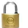 YALE Lucchetto in ottone Y1100030080X, larghezza corpo 30 mm, arco lungo in acciaio carbonitrurato da 15 mm, con anello in gomma e doppio sistema di chiusura