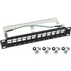 HMF 63346-02 Pannello patch STP Keystone per armadio server, 12 porte RJ45 schermate, 10 pollici, nero