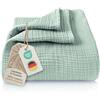 LAYNENBURG Copriletto in mussola Premium 150 x 200 cm - 100% cotone - coperta in cotone extra morbida come coperta accogliente, copriletto, copridivano, copridivano (verde menta)