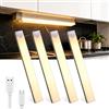 Lamptobe 4 Pezzi Luce Armadio LEDcon Sensore di Movimento,2W USB-C Ricaricabile Magnetica Lampada,21cm Dimmerabile Luce Led Sottopensile per Cucina Scale Soggiorno Bagno,Camere da Letto