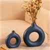 VASETOPIA Set di 2 Vasi in Ceramica, Blu Vaso Fiore in Minimalismo Stile Per Decor, Scaffale, Camera da Letto, Matrimonio (11 Blu)
