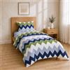 Homebliss Completo lenzuola 90x200+30 / 160x280 + 50x80 1PCS, Chevron Blu Verde