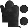 AUAUY Guanti da Forno e Presine da Cucina, Guanti da Forno Impermeabili | in Silicone, 464°F Antiscivolo Guanti Resistenti al Calore, Guanti da Cucina Lunghi, per Cucinare, Barbecue, Nero