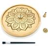 CBRVTY Portaincenso 5-in-1 con motivo loto in bambù, diametro 15,5 cm, grande portaincenso con 3 bastoncini di incenso in ottone e coni di incenso per accessori da meditazione