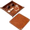 Keboyoe 2 Pezzi Vassoio Portaoggetti Pelle Svuotatasche in Pelle PU | Marron Vassoio Portaoggetti in PU Pelle per Ufficio, Chiavi, Monetine, Cellulare, Svuotatasche in PU