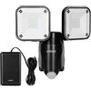 EDISHINE Faretto LED Esterno a Batteria con Sensore di Movimento, 800 LM | Faretto Esterno Senza Fili a Batteria, Doppie Teste Lampada Regolabili, IP44, 6000 K per Garage, Cortile