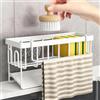Koolkasa Porta Spugne Lavello Cucina - Organizer Cucina Per Lavello con Vassoio di Scarico Automatico & Porta Stracci, Metallo Organizer Lavello Cucina Bagno (Bianco)