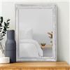MWAZZLL Specchio da parete 50 x 40 cm con cornice in legno rustico rettangolare specchi per parete grande specchio decorativo da appendere per bagno camera da letto bianco