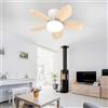 YFHKWJ Moderno 65CM Piccola Lampadario Ventilatore Con Telecomando APP, 6 Velocità & Timer, Motore DC, Estate/Inverno 5 Pale Plafoniera Con Ventilatore Per Camera Da Letto/Soggiorno-White Wood Grain