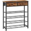 HOOBRO Scarpiera Stretta da Ingresso con 2 Cassetti e 4 Ripiani in Rete, Scaffale Portascarpe da 75 x 28 x 93 cm per Ingresso, Corridoio, Soggiorno e Balcone, Marrone Vintage e Nero EBF178XJ01