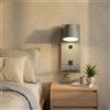 B·LED BARCELONA LED BARCELONA LED Applique da Parete LED Grigio USB Ricaricabile con Testa Orientabile 350°, Mensola Integrata per Smartphone, Luce Calda 6W, Sala da Pranzo, Bar, Hall, Stile Moderno Industriale