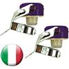 Euposia - Made in Italy - Set 2 Pezzi - Stopper Universale Vino & Champagne con BLOCKWAF System Fino a 6 ATM. - in Acciaio Cromato - Modello 1920 Viola (Purple) con Aletta Inox -