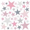 WandSticker4U®- [6 fogli, 148 pezzi] Adesivi murali bellissimicon STELLE rosa/grigio pastello, Adesivi stelle cameretta mobili pareti decorativi I Decorazioni camera da letto bambini neonata GRANDE