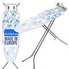KADAX Asse da stiro pieghevole, 120 x 38 cm, con rete metallica, asse da stiro con piedini antiscivolo, asse da stiro regolabile in altezza con ripiano per ferro (bianco/blu)