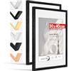 HIMEETIME® 2x Cornice 30x40 cm in legno nero, per foto da 21x30 cm con tappetino o da 30x40 cm senza tappetino.