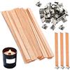 LABUYI 20pcs Stoppini per candele in legno,Stoppini per candele fai da te,Stoppino per candele,Stoppini candele,Stoppini legno per candele con 20 basi in metallo,per realizzare candele DIY,13x130mm