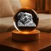 SHENGBEIDZ Sfera Di Cristallo Personalizzata Con Foto 3D Del Tuo Animale Domestico E Base Con Luce LED, Regalo Ricordo Dell'animale Domestico Dei Genitori Degli Sposi, Decorazione Da Tavolo(Warm Yellow,6cm)
