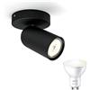Philips myLiving Pongee Faretto da incasso nero - 1 punto luce - Base faretto incluso WiZ GU10 - Luce da bianco caldo a bianco freddo - Bluetooth