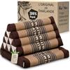 livasia cuscino thai 1 segmento - 75x50x8cm - cuscino triangolare per sedersi, cuneo kapok, supporto lombare pieghevole, materassino thai, fatto a mano (Marrone/Elefanti)