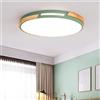 Generic Plafoniera a LED Semi-Incasso 42W in Legno, Moderna, Rotonda, 60 cm, Ideale per corridoio, Cucina, Camera da Letto (Verde 60 cm)