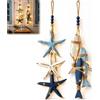Generico Lighted Wooden Starfish & Fish Hanging Decor,Coastal Beachy Wall Art Hanging Ornament with LED, Mediterranean Ocean Theme Nautical Wall Decor,for Bathroom,Porch,Window,Entryway