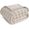 Topfinel Plaid Divano a Bolle, Coperta in Pile Termica Soffice e Morbida, Calda e Confortevole, OEKO-TEX, Effetto Lana, per Divano Letto Auto e Picnic, Beige, 130 x 150 cm, 1 Pezzo