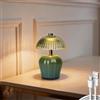 MJ PREMIER Lampada da tavolo ricaricabile, lampada senza fili con timer, mini paralume in vetro, piccole lampade da tavolo, luce LED decorativa per camera da letto, soggiorno, mensola (verde)