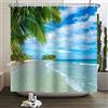 SDOTPMT 180x180cm Oceano Spiaggia Doccia Tenda Blu Sole Tropicale Sabbia Mare Onda Plam Bagno Tenda Bella Scena Mare Tessuto Poliestere Impermeabile Tenda da bagno con ganci