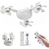 Generico Ceiling Fan Light with Remote Control, 19.69 Inch Screw-In LED, Foldable, E27 Socket Ceiling Fans Light — 2-in-1 Silent LED Fan with Remote Control, 3 Wind Speeds & 3-Color Di (3 heads)