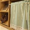 A.Monamour Tenda Corta per Finestra Piccola In Cotone Verde A Quadri Quadretti Scacchi Pizzo Ricamato Con Fiocchi Opaco Tendina Cucina Bistrot Caffè Mezza Mantovana Tenda a Vetro a Pannello Porta