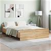 Gecheer Struttura Letto Moderno Singolo, 135x190 cm, in Legno Multistrato Rovere Sonoma, con Testiera e Pediera