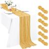 Pesonlook 6 runner da tavola in tela cerata dorata, 3 m, stile boho, 55 x 300 cm, stile rustico, romantico, per matrimoni, feste, addio al nubilato, decorazione natalizia
