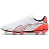 PUMA Scarpe da Calcio King Match FG/AG Unisex 40.5, White Silver Glowing Red Metallic
