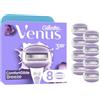 Gillette Venus ComfortGlide Breeze - Foglie di ricambio, 8 pezzi, manico in metallo e supporto per doccia