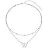 HOOHWE Collana a strati da donna in argento Sterling 925 con ciondolo a forma di ancora, moneta, barra, farfalla, doppia catena, girocollo, gioiello da donna, 33.02 cm, Argento sterling