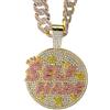 HALUKAKAH Collana con Ciondolo Diamante per Ragazzi,Placcato Oro 18k/Platino,Diamanti di Laboratorio Incastonati,Pendente Lettere 3D Bubble e 15MM Catena Cuban Link 40cm/45cm,Regalo per Figlio,Nipote